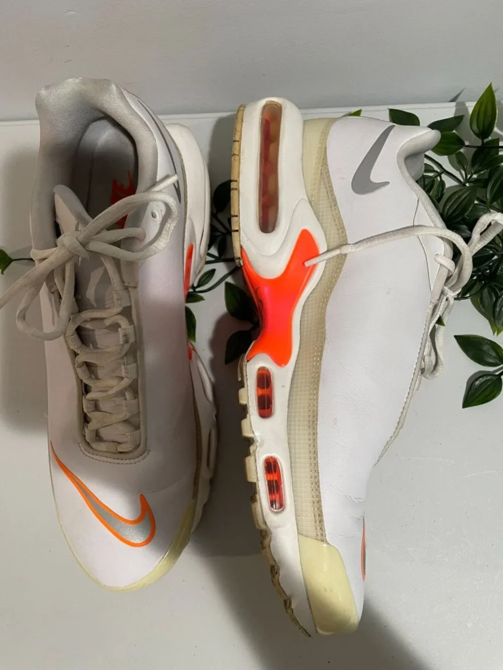Nike Air Max Plus Tn Running Shoes White/Orange US 10 Mens Sneakers AQ1088-100
